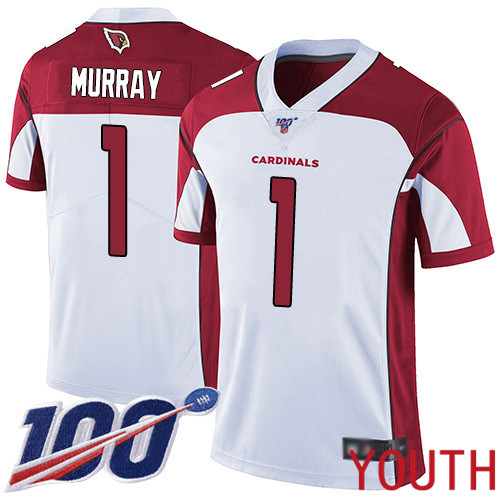 Arizona Cardinals Limited White Youth Kyler Murray Road Jersey NFL Football #1 100th Season Vapor Untouchable->nfl t-shirts->Sports Accessory